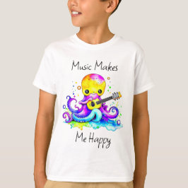 Camiseta Música me torna feliz | Octopus Tocando Violão