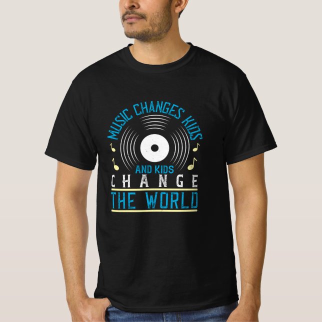 Camiseta Música - Música E Crianças Mudam O Mundo (Frente)
