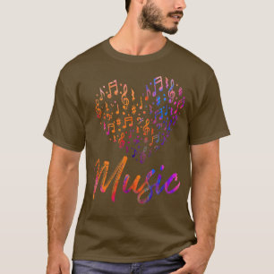 Camiseta Música Musical Nota Coração Treble Clef Música Eng