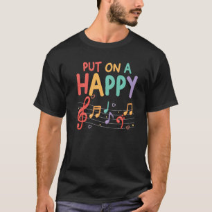Camiseta Música Musical Notes Colocada Em Um Rosto Feliz