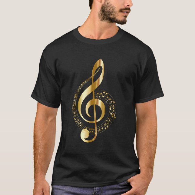 Camiseta Música Nota Goldtone Treble Clef Símbolo Musical P (Frente)
