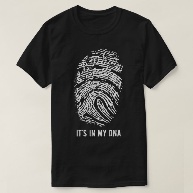 CAMISETA MÚSICA NOTA QUE ESTÁ NO MEU DNA (Frente do Design)