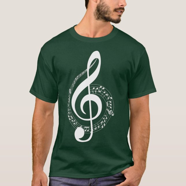Camiseta Música Nota White Treble Clef Musbol para (Frente)