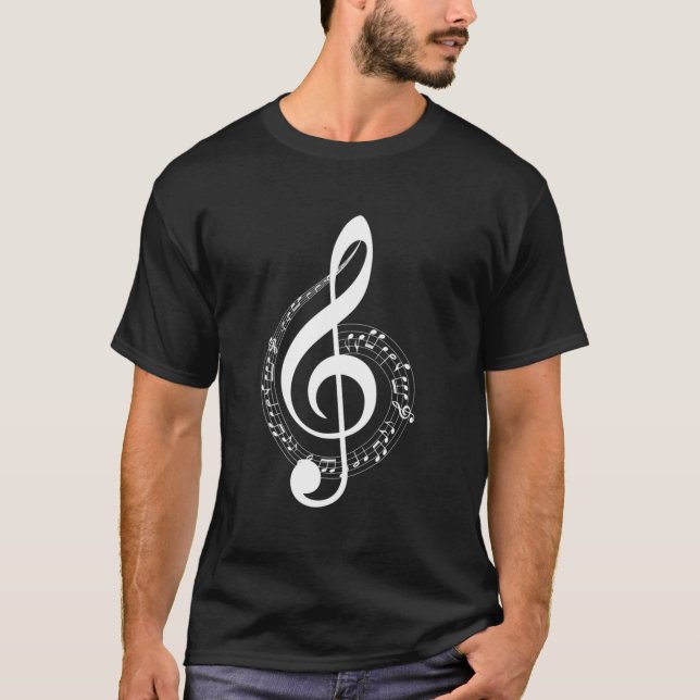 Camiseta Música Nota White Treble Clef Símbolo Musical Para (Frente)