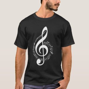 Camiseta Música Nota White Treble Clef Símbolo Musical Para