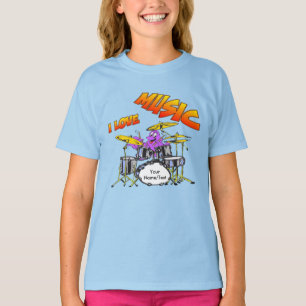 Camiseta Música Octopus Personalizável Blue Kids T-shirt