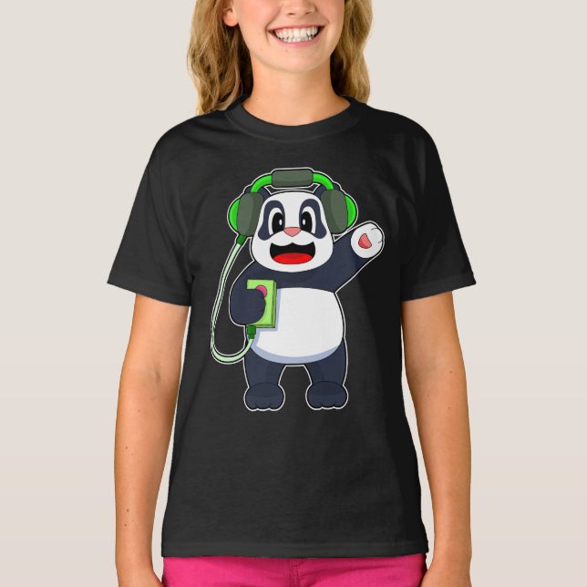Camiseta Música Panda Música Fone de Ouvido (Frente)