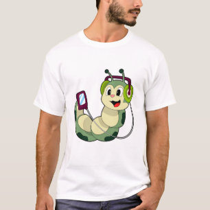Camiseta Música para auscultadores da lagarta