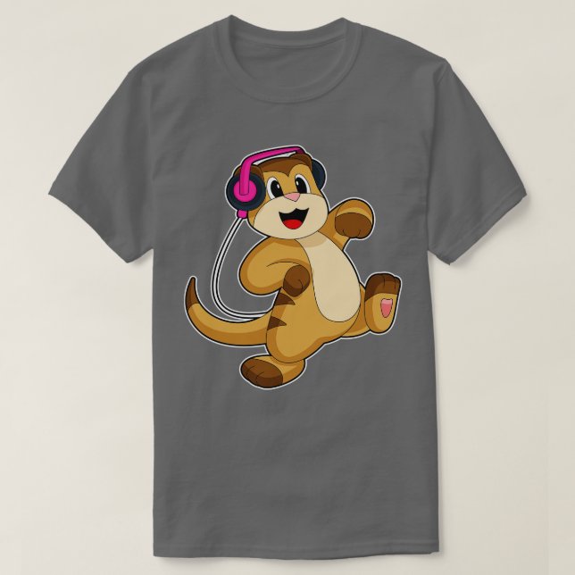 Camiseta Música para auscultadores do Meerkat (Frente do Design)