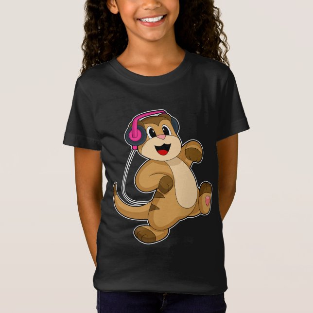 Camiseta Música para auscultadores do Meerkat (Frente)