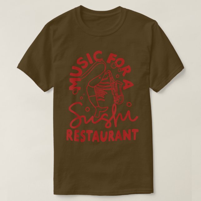 Camiseta Música Para Um Restaurante Sushi Divertido Manga J (Frente do Design)