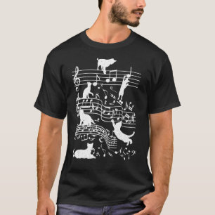 Camiseta Música Piano De Amor, Gato Bonito, Brincando Em No