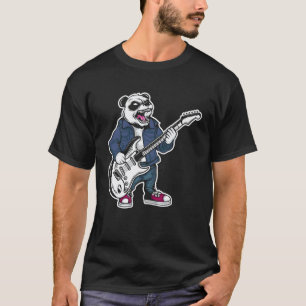 Camiseta Música Retro de Rock de Guitarra do Ursinho Panda 
