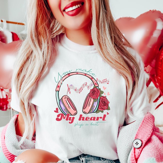 Camiseta Música romântica, você faz meu coração pular um go (Criador carregado)