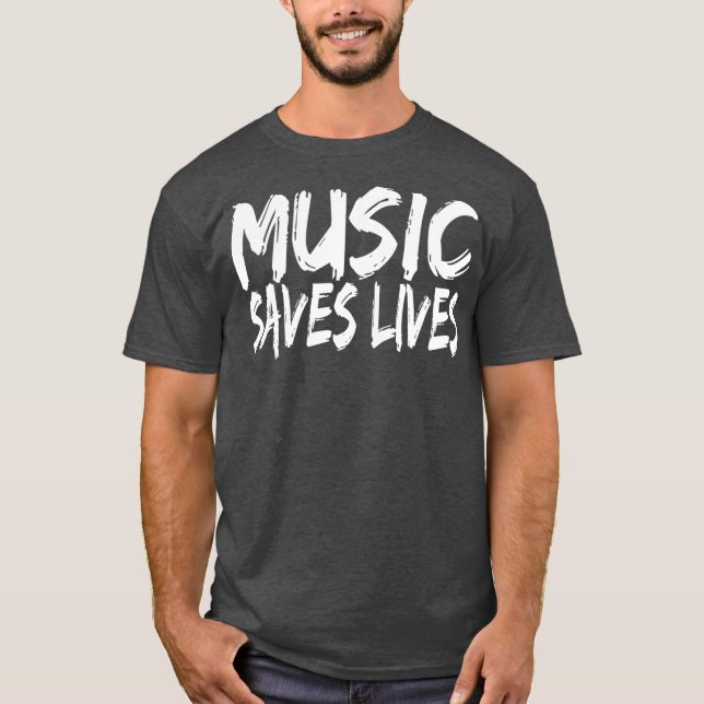 Camiseta Música salva vidas presentes no programa de música (Frente)