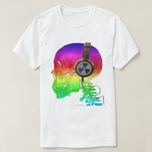 Camiseta Música Trippy do osso do crânio do arco-íris
