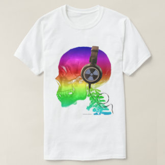 Camiseta Música Trippy do osso do crânio do arco-íris