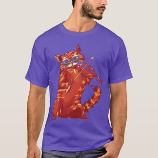 Camiseta Musical Cat Plays Violin Orchestra Música Clássica