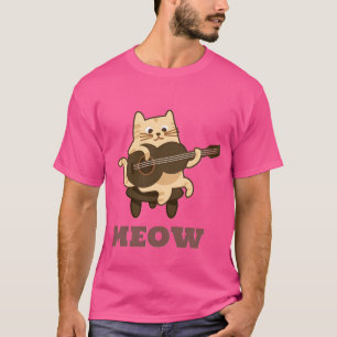 Camiseta Musical Cat Tocando Violão Engraçado Amante do Gat