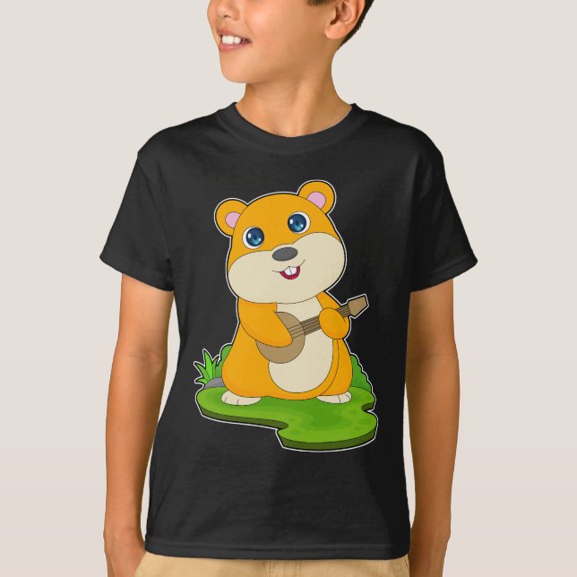 Camiseta Musical de Hamster Música de Violão (Frente)