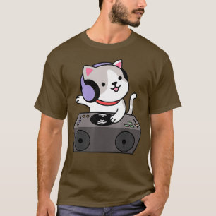 Camiseta Musical de Kitten Musical do Gato de Gato do DJ