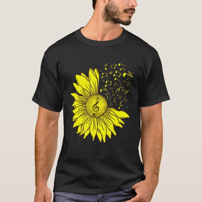 Camiseta Musical de Sunflower Notes para Música Flor (Frente)