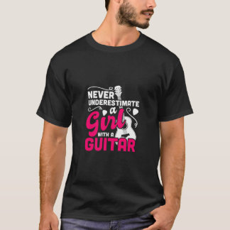 Camiseta Musical Girl Guitarist - Instrumento Musical Guita