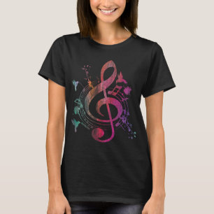 Camiseta Musical Instrumento Pássaros Treble Clef
