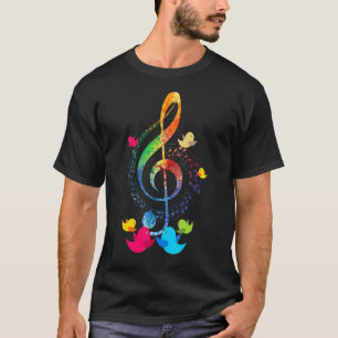 Camiseta Musical Instrumento Pássaros Treble Clef