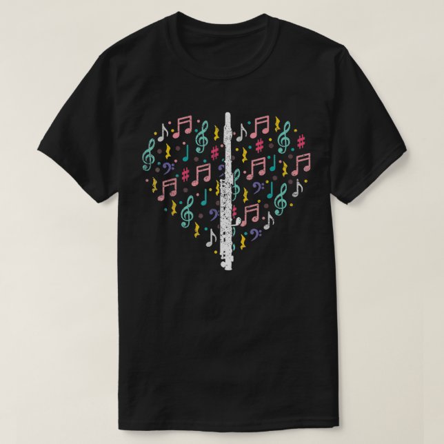 Camiseta Musical Instruments Music Notes Lover Flute TShirt (Frente do Design)