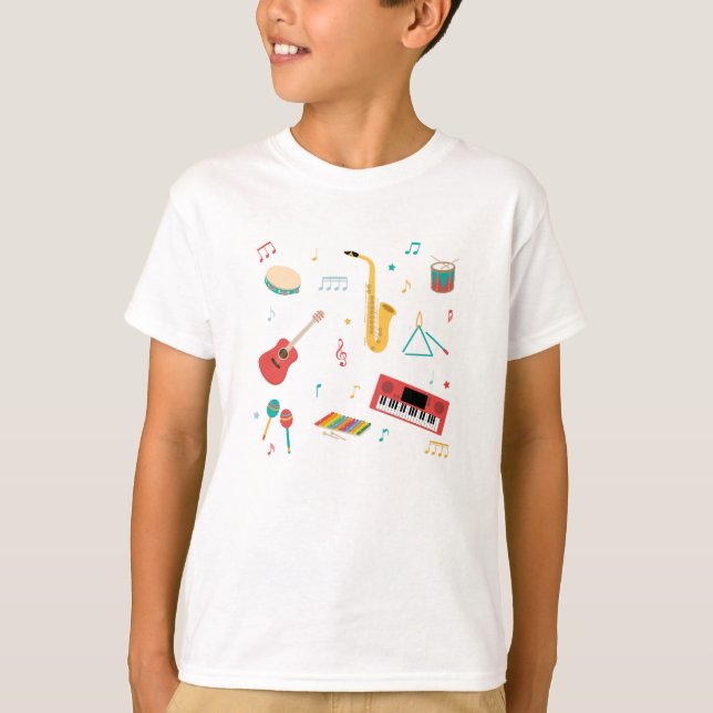 Camiseta Musical Instruments Music Theme Pattern (Frente)