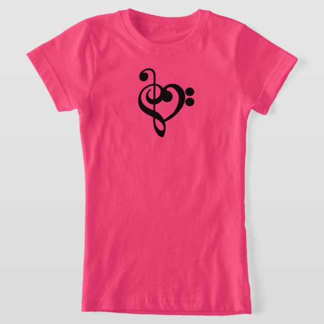Camiseta Musical Music Heart - Treble Bass Clef (Postura )