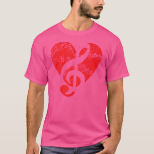 Camiseta Musical Music Lover Treble Clef Heart Music Notes