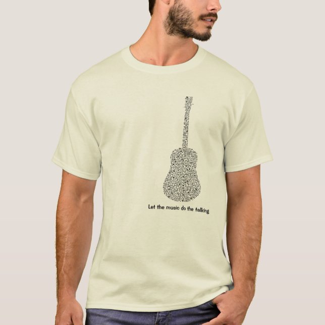 Camiseta Musical Notes Guitar Deixa A Música Falar (Frente)