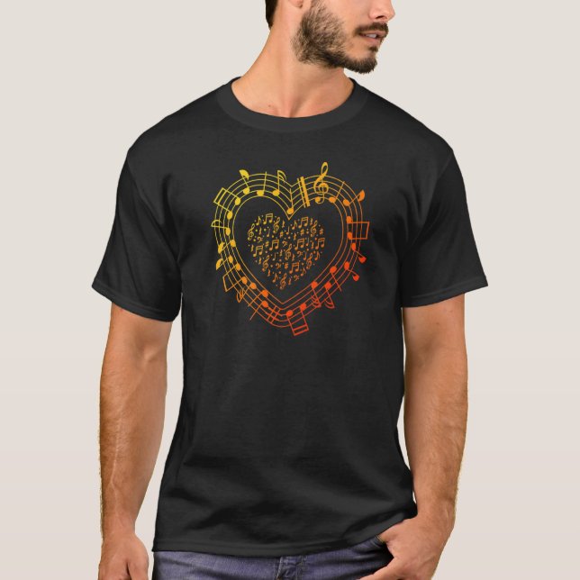 Camiseta Musical Notes Heart Musical School Clef Orc (Frente)