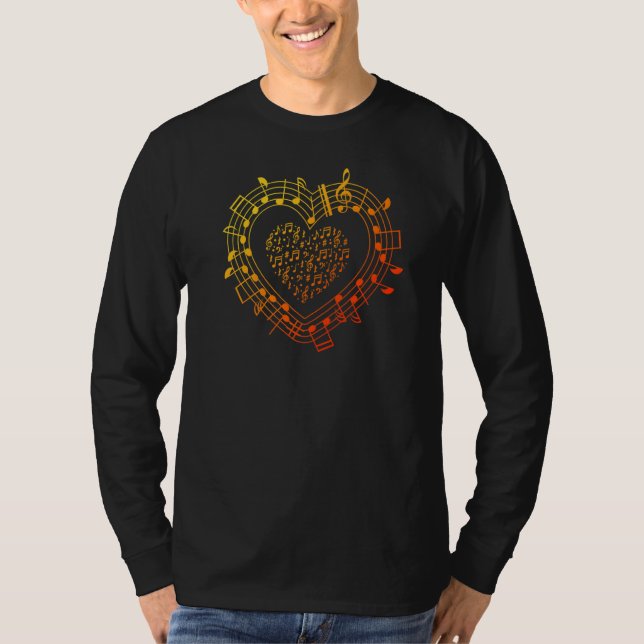 Camiseta Musical Notes Heart Musical School Clef Orc (Frente)