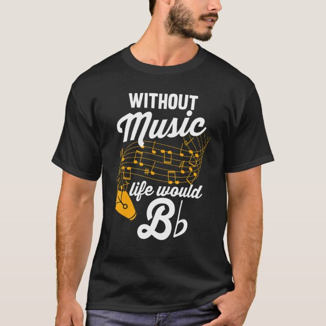 Camiseta Musical Notes Musical Sem Música Vida Seria B (Frente)