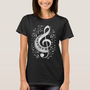 Camiseta Musical Pianist Music Notes Keyboard Treble Clef