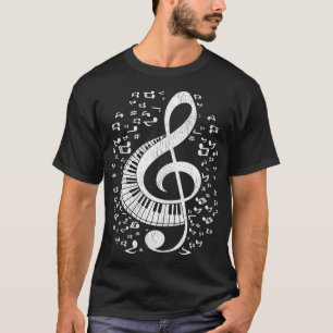 Camiseta Musical Pianist Music Notes Keyboard Treble Clef