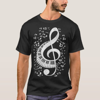 Camiseta Musical Pianist Music Notes Keyboard Treble Clef