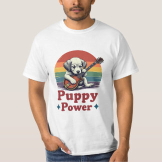 Camiseta Musical Puppy Power - Cute Dog Com Violão