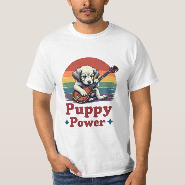 Camiseta Musical Puppy Power - Cute Dog Com Violão (Frente)