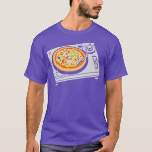 Camiseta Musicário de Música Turntable Engraçado Pizza