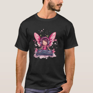Camiseta Músicas Sonhadoras com Conjunto de Emblema de DJ F