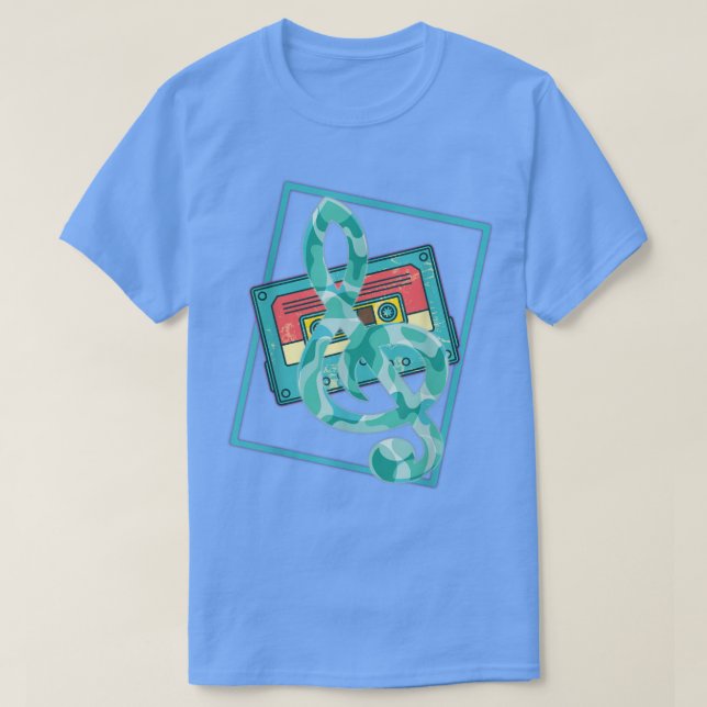 Camiseta Musician Cassette Retro 90s Vaporwave Music Treble (Frente do Design)