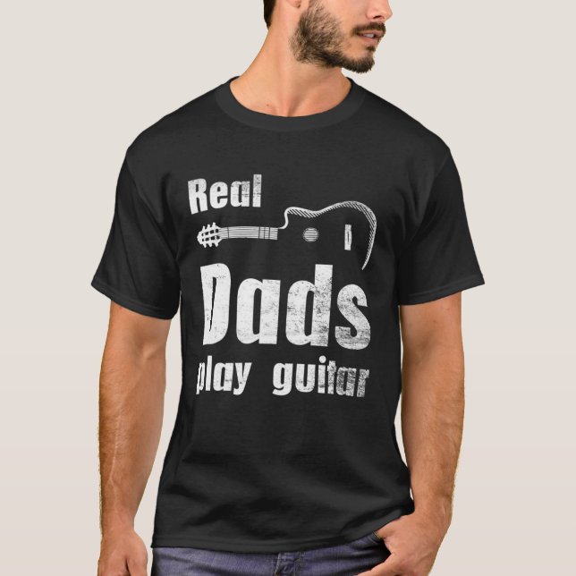 Camiseta Musicians Guitarists Real Dads Play Guitar Half Gu (Frente)