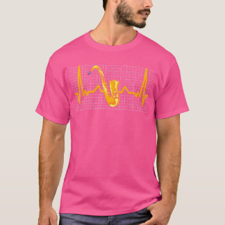 Camiseta Musicista saxofonista jazz Music Heartbeat Saxofon