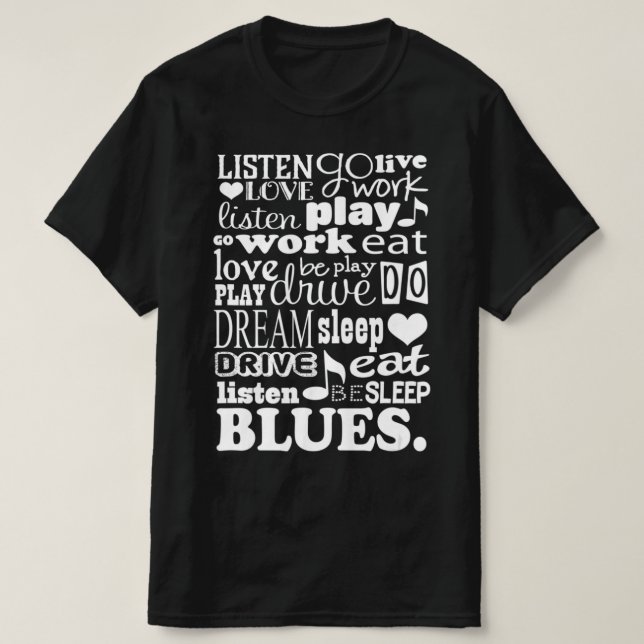 Camiseta Músico Blues em Lover Musical Cote Musical (Frente do Design)