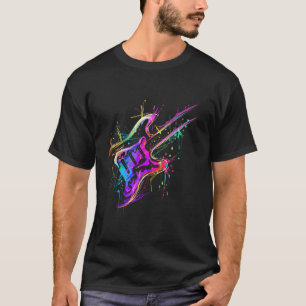Camiseta Músico Colorido Baixo Guitarra Elétrica