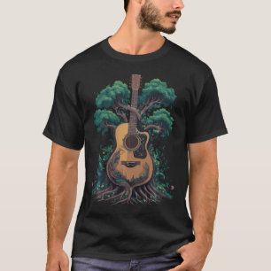 Camiseta Músico da Árvore de Guitarra Acústica